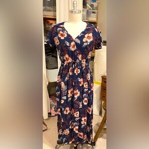 Christy Dan Dawn Dress Navy Floral Print Medium like New
